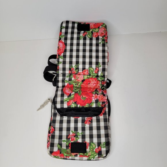 Betseyville Crossbody Bag Purse Black White Red Flowers - Picture 5 of 8